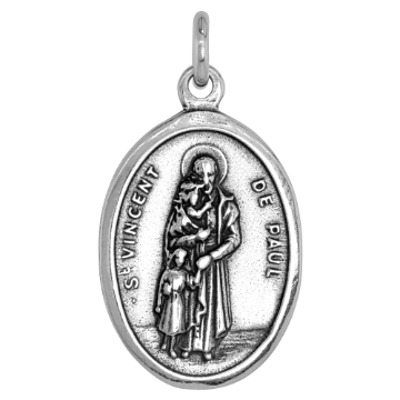 Picture of Sterling Silver St Vincent Medal Necklace Oxidized finish Oval 1.8mm Chain