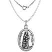 Picture of Sterling Silver St Vincent Medal Necklace Oxidized finish Oval 1.8mm Chain
