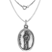 Picture of Sterling Silver St Jude Medal Necklace Oxidized finish Oval 1.8mm Chain