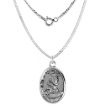 Picture of Sterling Silver St Padre Pio Medal Necklace Oxidized finish Oval 1.8mm Chain