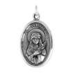 Picture of Sterling Silver St Philomena Medal Necklace Oxidized finish Oval 1.8mm Chain