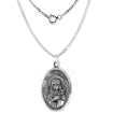 Picture of Sterling Silver St Philomena Medal Necklace Oxidized finish Oval 1.8mm Chain