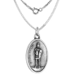 Picture of Sterling Silver St Florian Medal Necklace Oxidized finish Oval 1.8mm Chain