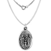 Picture of Sterling Silver Jesus Mary Joseph Holy Family Medal Necklace Oxidized finish Oval 1.8mm Chain
