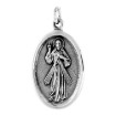 Picture of Sterling Silver Resurrection of Jesus Medal Necklace Oxidized finish Oval 1.8mm Chain