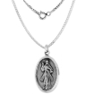 Picture of Sterling Silver Resurrection of Jesus Medal Necklace Oxidized finish Oval 1.8mm Chain