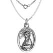 Picture of Sterling Silver St Elizabeth Seton Medal Necklace Oxidized finish Oval 1.8mm Chain