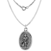 Picture of Sterling Silver St Peregrine Medal Necklace Oxidized finish Oval 1.8mm Chain