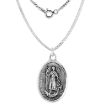 Picture of Sterling Silver St Raphael Medal Necklace Oxidized finish Oval 1.8mm Chain