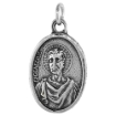 Picture of Sterling Silver St Genesius Medal Necklace Oxidized finish Oval 1.8mm Chain