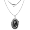 Picture of Sterling Silver St Genesius Medal Necklace Oxidized finish Oval 1.8mm Chain