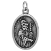 Picture of Sterling Silver St Patrick Medal Necklace Oxidized finish Oval 1.8mm Chain