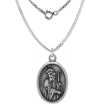 Picture of Sterling Silver St Patrick Medal Necklace Oxidized finish Oval 1.8mm Chain