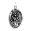 Picture of Sterling Silver St Lucy Medal Necklace Oxidized finish Oval 1.8mm Chain