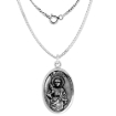 Picture of Sterling Silver St Lucy Medal Necklace Oxidized finish Oval 1.8mm Chain