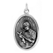 Picture of Sterling Silver St Gerard Medal Necklace Oxidized finish Oval 1.8mm Chain