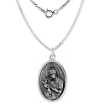 Picture of Sterling Silver St Gerard Medal Necklace Oxidized finish Oval 1.8mm Chain