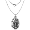 Picture of Sterling Silver St Martha Medal Necklace Oxidized finish Oval 1.8mm Chain
