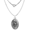 Picture of Sterling Silver St Joan of Arc Medal Necklace Oxidized finish Oval 1.8mm Chain