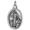 Picture of Sterling Silver St Luke Medal Necklace Oxidized finish Oval 1.8mm Chain