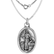 Picture of Sterling Silver St Luke Medal Necklace Oxidized finish Oval 1.8mm Chain
