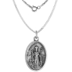 Picture of Sterling Silver St Ignatius Medal Necklace Oxidized finish Oval 1.8mm Chain