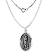 Picture of Sterling Silver Lady of Fatima Medal Necklace Oxidized finish Oval 1.8mm Chain