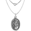 Picture of Sterling Silver St Gabriel Medal Necklace Oxidized finish Oval 1.8mm Chain
