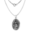 Picture of Sterling Silver St Lawrence Medal Necklace Oxidized finish Oval 1.8mm Chain