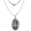 Picture of Sterling Silver Virgin Del Cobre Medal Necklace Oxidized finish Oval 1.8mm Chain
