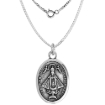 Picture of Sterling Silver Our Lady of San Juan de los Lagos Medal Necklace Oxidized finish Oval 1.8mm Chain