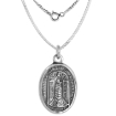 Picture of Sterling Silver Blessed Virgin of Loreto Medal Necklace Oxidized finish Oval 1.8mm Chain