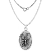 Picture of Sterling Silver Oval Four Way Medal Necklace Oxidized finish Oval 1.8mm Chain