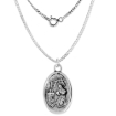 Picture of Sterling Silver Mary Magdalene Medal Necklace Oxidized finish Oval 1.8mm Chain
