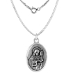 Picture of Sterling Silver St Clare Medal Necklace Oxidized finish Oval 1.8mm Chain