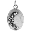 Picture of Sterling Silver St Clare Medal Necklace Oxidized finish Oval 1.8mm Chain