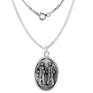 Picture of Sterling Silver St Gabriel's Conference Medal Necklace Oxidized finish Oval 1.8mm Chain