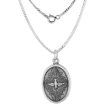 Picture of Sterling Silver Holy Spirit Medal Necklace Oxidized finish Oval 1.8mm Chain