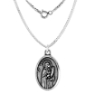 Picture of Sterling Silver St Lucy and Sacred Heart Medal Necklace Oxidized finish Oval 1.8mm Chain