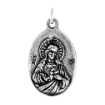 Picture of Sterling Silver St Lucy and Sacred Heart Medal Necklace Oxidized finish Oval 1.8mm Chain