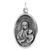 Picture of Sterling Silver Our Lady of Czestochowa Medal Necklace Oxidized finish Oval 1.8mm Chain