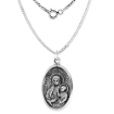 Picture of Sterling Silver Our Lady of Czestochowa Medal Necklace Oxidized finish Oval 1.8mm Chain