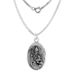 Picture of Sterling Silver St Monica and St Augustine Medal Necklace Oxidized finish Oval 1.8mm Chain