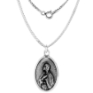 Picture of Sterling Silver St Monica and St Augustine Medal Necklace Oxidized finish Oval 1.8mm Chain