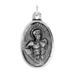 Picture of Sterling Silver St Dismas Medal the Good Thief with Sacred Heart Necklace Oxidized finish Oval 1.8mm Chain