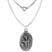 Picture of Sterling Silver St Dismas Medal the Good Thief with Sacred Heart Necklace Oxidized finish Oval 1.8mm Chain