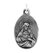 Picture of Sterling Silver St Dismas Medal the Good Thief with Sacred Heart Necklace Oxidized finish Oval 1.8mm Chain