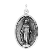 Picture of Sterling Silver St Catherine Laboure Medal Necklace Oxidized finish Oval 1.8mm Chain