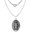 Picture of Sterling Silver St Catherine Laboure Medal Necklace Oxidized finish Oval 1.8mm Chain