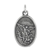Picture of Sterling Silver St Michael Medal Necklace Oxidized finish Oval 1.8mm Chain